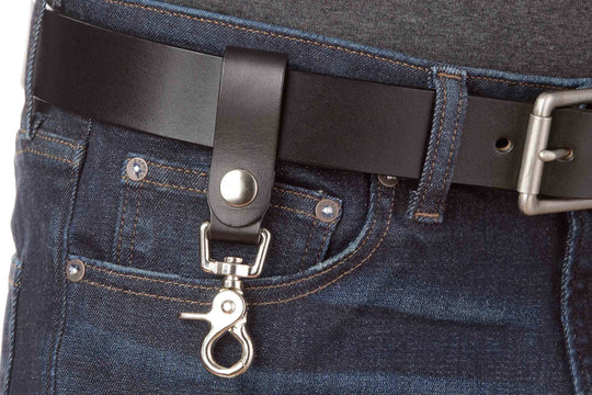 Black Leather Key Hanger With Scissor Snap
