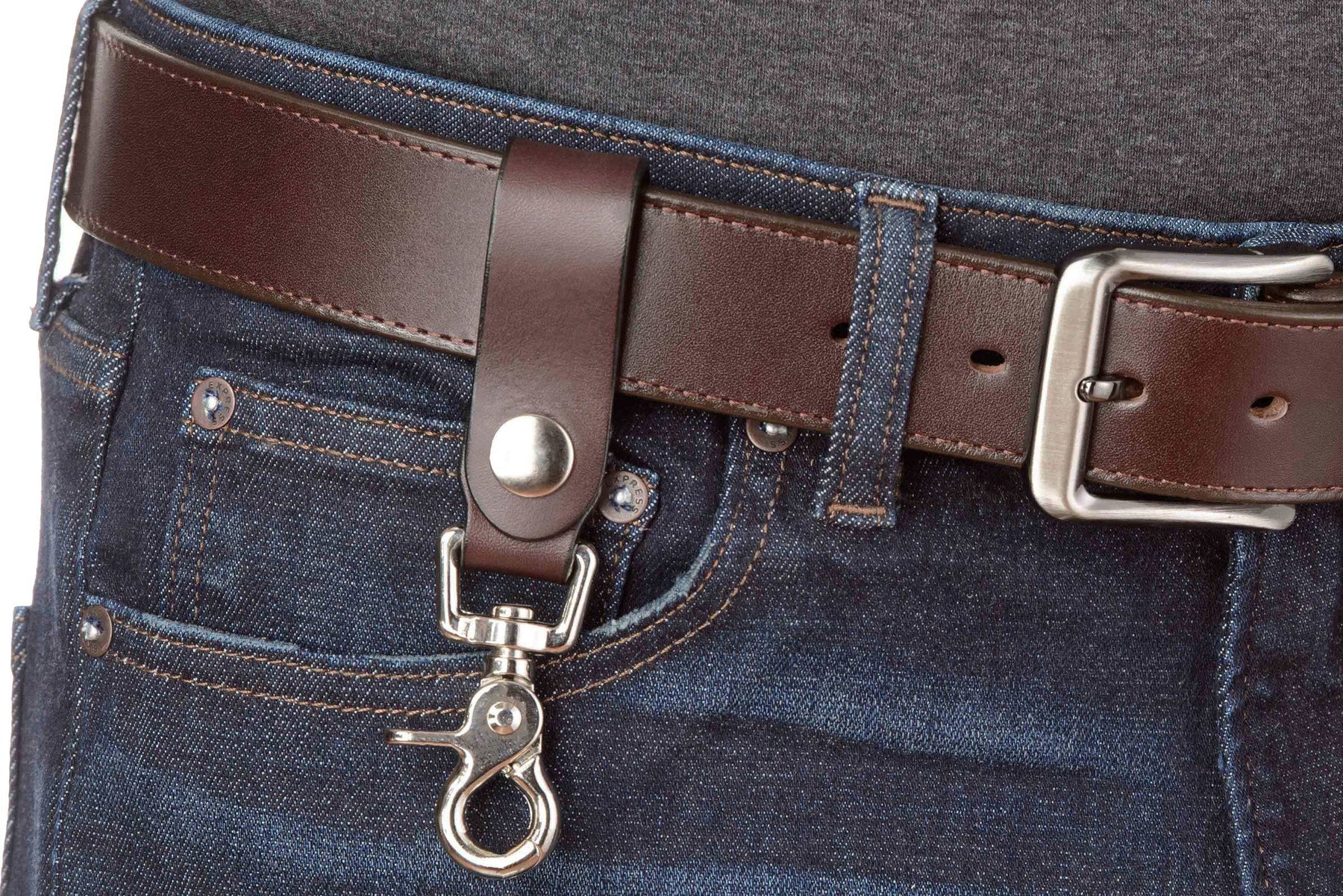 Brown Leather Key Hanger With Scissor Snap
